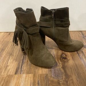 Olive green combat boots